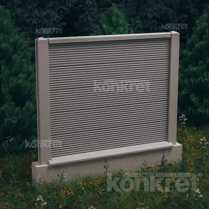 Бетонска ограда Waves (KM207), висина 150 см, сива (стандардна)
