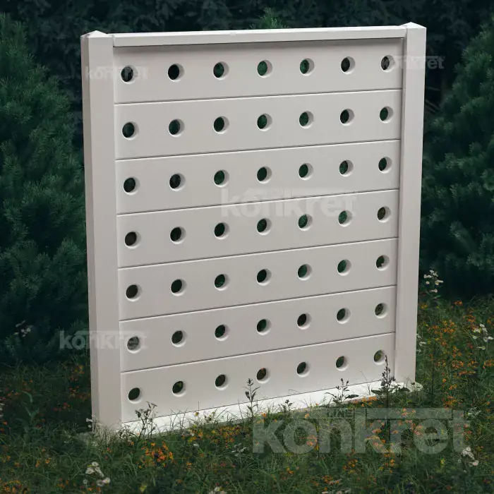 Бетонска ограда Lights (KV202), висина 210 см, бела (премиум)
