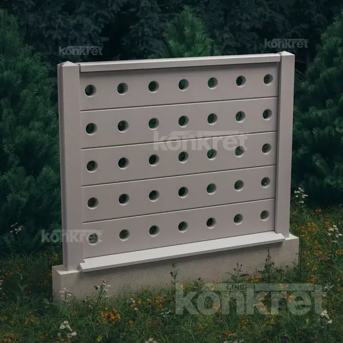 Бетонска ограда Lights (KV202), висина 150 см, сива (стандардна)