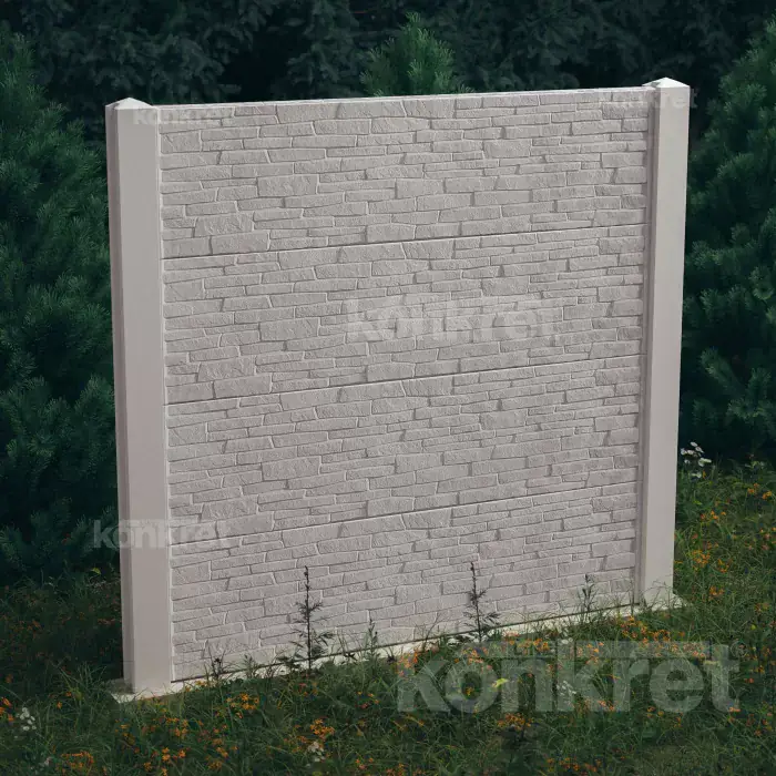 Бетонска ограда Stacked Stone (KT300), висина 200 см, бела (премиум)