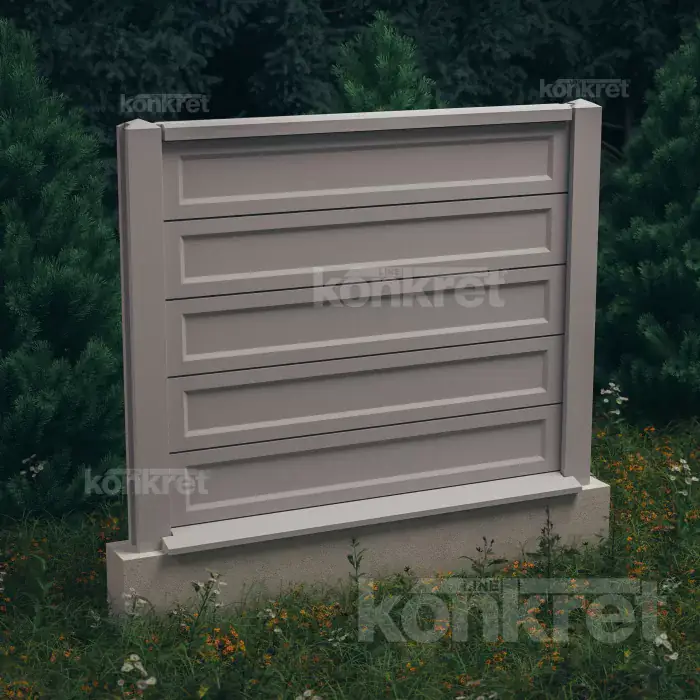 Бетонска ограда Smooth-Rebated (KS900), висина 150 см, сива (стандардна)