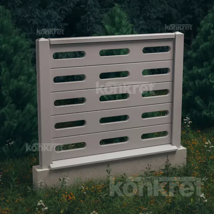 Бетонска ограда Visio (KV201), висина 150 см, сива (стандардна)